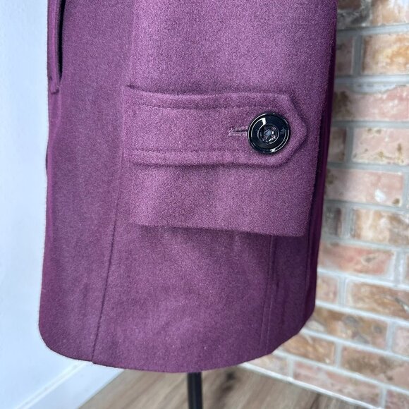 Anne Klein Double Breasted Wool Blend Coat Plum Womens Size Small - Picture 5 of 10